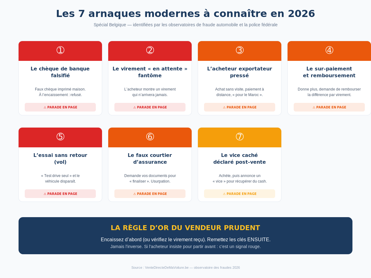 Les 7 arnaques modernes &agrave; conna&icirc;tre lors de la vente d'une voiture en Belgique en 2026